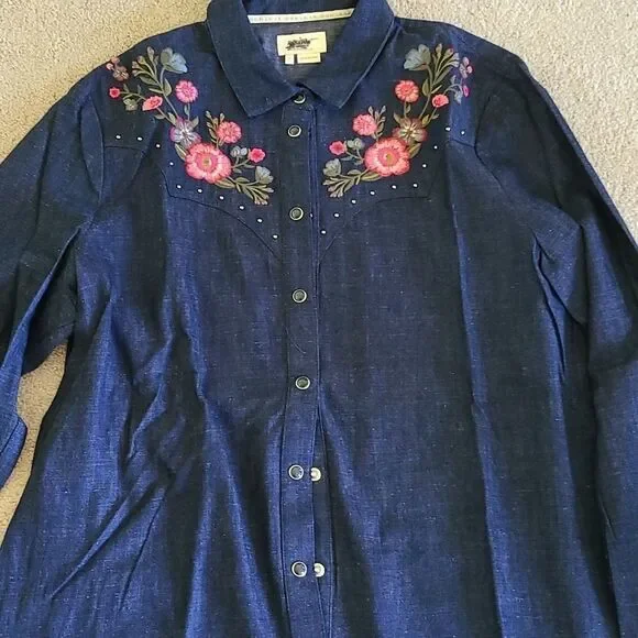Katespade Embroidered Chambray top - Picture 4 of 7